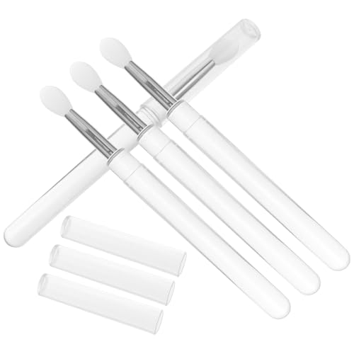 BIUDECO 4 piezas Cepillo de Silicona para Labios con Tapa Antipolvo Aplicador de Maquillaje para Labios y Sombras de Ojos Suave y Duradero para Uso Profesional y Diario