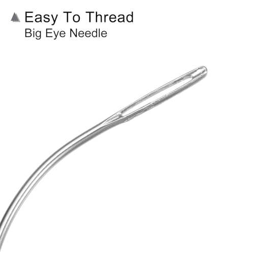Image of HARFINGTON 50Pcs Curved Needles 4 inch C Type Weaving Sewing Needles Wig Making Upholstery Big Eye for Carpet Leather Canvas Repairing Blocking Knitting