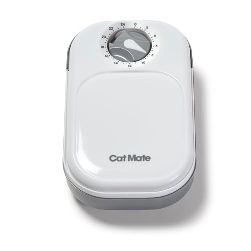 Cat Mate C100 Automatischer Einzelfutterautomat mit Timer-Steuerung – Geeignet für Katzen und Kleine Hunde, Für Nass- oder Trockenfutter, Fassungsvermögen Bis zu 400 g, Weiß