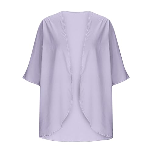 Kids Girls 3/4 Length Sleeve Chiffon Cardigan Solid Color Loose Thin Cover Up Blouse Tops 2025 Trendy Lightweight Tees2