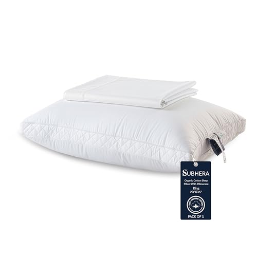 Subhera Side Sleeper Pillow Organic Cotton Pillowcase, Down