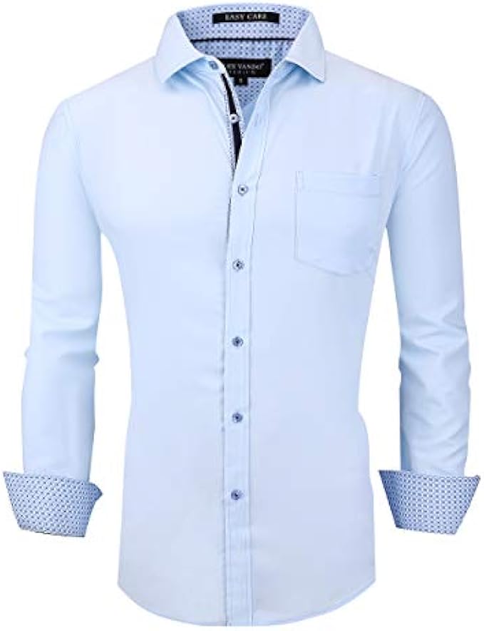 Alex Vando Mens Dress Shirts Wrinkle Free Regular Fit Stretch Bamboo Button Down Shirt