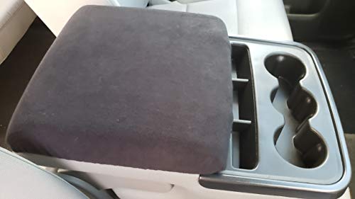 Car Console Covers Plus Made in USA Fleece Armrest Cover for Fold Down Center Console Designed for Chevy Silverado and All GMC SUV Models 2014-2018 Dark Gray