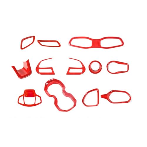 OGJFD Car Interior per Jeep per Renegade 2016-2023 Kit di Copertura per Decorazioni Interne per Auto Accessori Look in Fibra di Carbonio Decorativo Auto(Rosso)