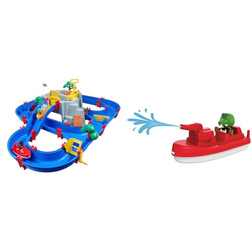 AquaPlay - Wasserbahn Set Bergsee - 42-teiliges Spieleset mit Bergsee, Wasserfall und geheimer Höhle & FireBoat - Zubehör Wasserbahnen oder für die Badewanne