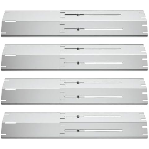 Coisien Universal Burner Cover, Adjustable Heat Plates, Durable Stainless Steel Replacement Parts, Heat Tent for Most Gas Barbecues, Adjustable from 13.39 inch to 21 inch (Pack of 4) (21 inch) Cover