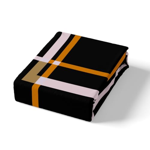Housse de couette géométrique noire et orange parure de lit double moderne - 6