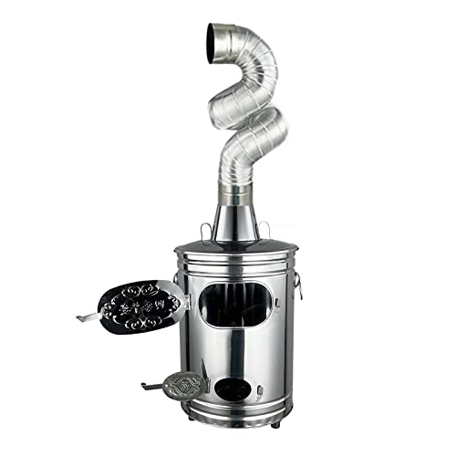 Barril para quemadura de jardín, incinerador de acero inoxidable resistente con chimenea, contenedor para hoguera al aire libre con ventilación de aire y gancho para una eliminación segura de cenizas