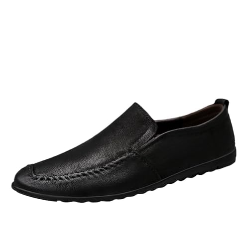 Mens Loafers Shoe Genuine Leather Stitching Details Round Toe Comfortable Lightweight Resistant Prom Slip On