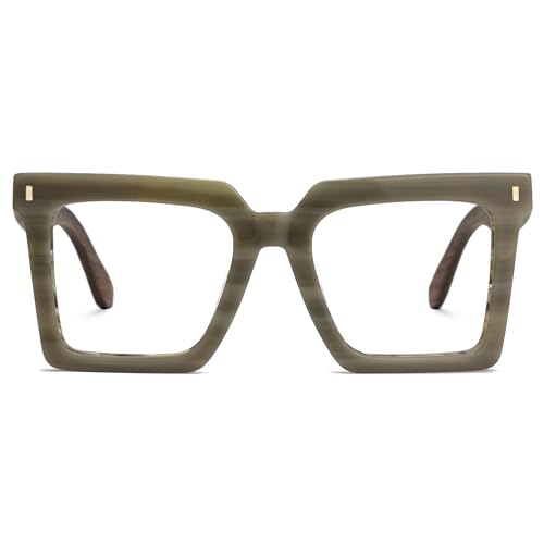 Image of Zeelool Vintage Square Wood Arm Eyeglasses Frame for Men with Non-prescription Clear Lens ZJGX320783-02 Grey