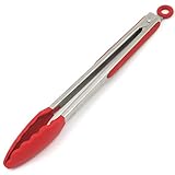 Chef Craft Premium Silicone Tongs, 12 inch, Red