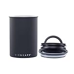 Planetary Design Airscape Stainless Steel Coffee Canister | Food Storage Container | US patented Airtight Lid | Push Out Excess Air and Preserve Freshness (Medium, Matte Black)