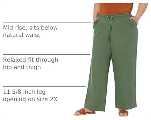 Image of Amazon Essentials Women's Linen Blend Drawstring Relaxed Fit Wide Leg Pants (Available in Plus Size)