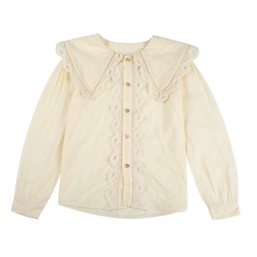 LittleSpring Girls Button Down Long Sleeve Shirt with Peter Pan Collar