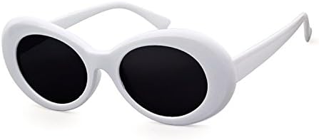 GIIFORE Retro Oval Sunglasses Vintage Clout Goggles Sunglasses Women Men Girls Boys Sun Glasses Trendy (White Frame Grey Lens)