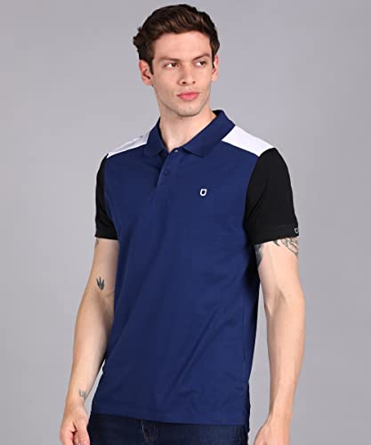 Image of Urbano Fashion Men's Colour-Block Slim Fit Half Sleeve Cotton Polo T-Shirt
