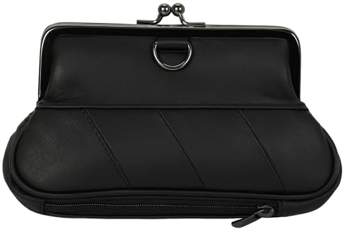 Image of Genuine Leather Change Purse with Clasp Closure By Marshal (Black)