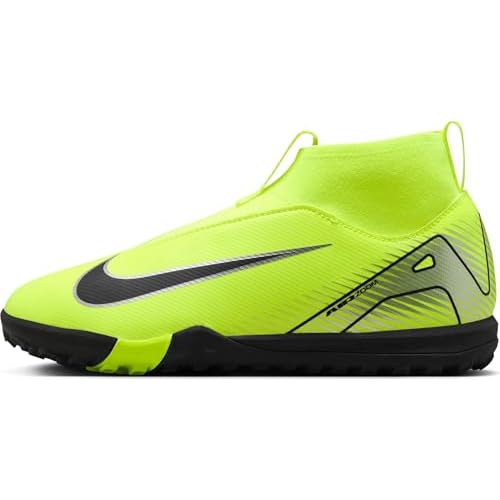 Nike Jr. Mercurial Superfly 10 Academy Little/Big Kids’ TF High-Top Soccer Shoes (FQ8310-700, Volt/Black)