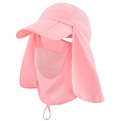 Image of Connectyle Men's Foldable Baseball Sun Cap with Removable Face Mask Neck Flap Cover UPF 50+ Sun Protection Fishing Hiking Hat