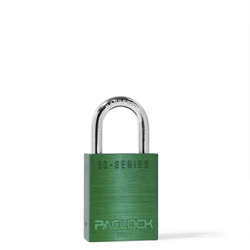 Image of PACLOCK's SR-90A Padlock, 1-3 /16 inch Tall Hardened Steel Shackle, High Performance 6-Pin Cylinder, Keyed Differently w / 2 Keys, Green