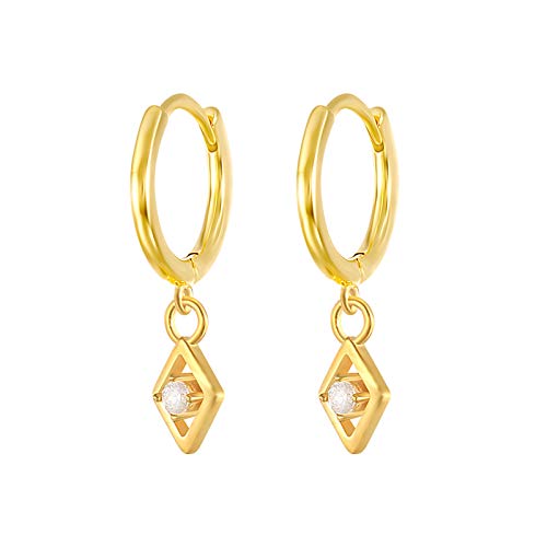 Boucles d'oreilles pendantes S925 en argent sterling doré et zircon gothique punk