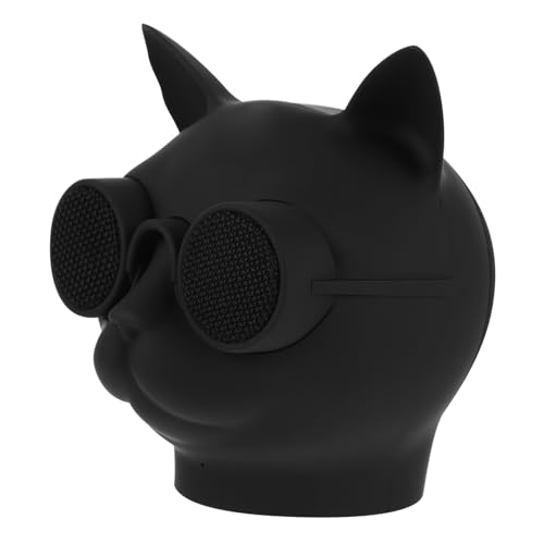 Mikinona Altavoz Portátil con Diseño de Cabeza de Gato Mini Bafle Inalámbrico Ligero para Exteriores y Hogar Sonido y Conexión Rápida Color Negro