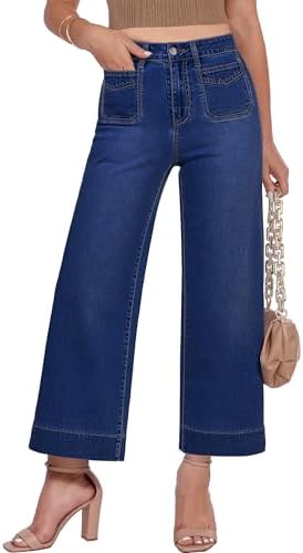 GRAPENT Cropped Jeans for Women Trendy 2026 Wide Leg High Waisted...