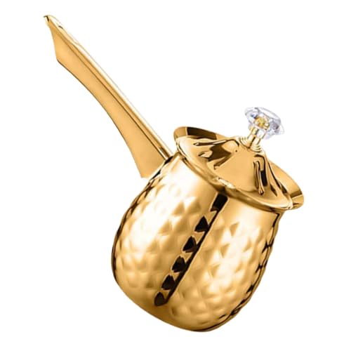 Hoement Cafetera Turca de Metal 400Ml Tetera Vintage Dorada Olla Pequeña para Café y Té Calentador de Leche Accesorio de Cocina Versátil