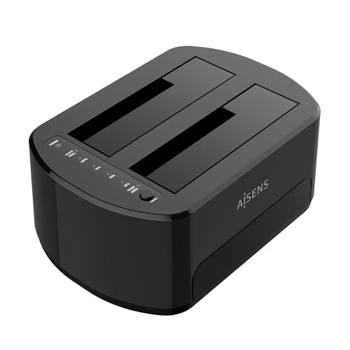 AISENS - ASDS-D03B - Podwójna stacja dokująca Asds-D03B SATA 2.5/3.5 A USB 3.0/3.1 Gen1, Clone, Czarny