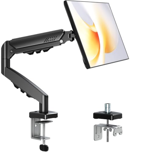 Image of MOUNTUP Single Monitor Arm Desk Mount for 13-32 Inch Screens, VESA 75/100mm and up to 9KG, Adjustable Gas Spring Computer Monitor Stand with Clamp/Grommet Mounting Base