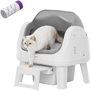 PetPivot open-top self-cleaning litter box white grey