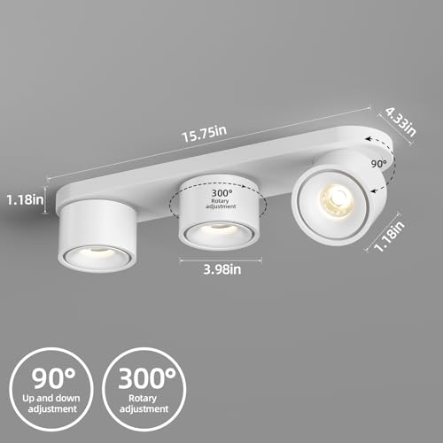 Image of ziidoo Spotlight Indoor Ceiling LED Lights,36W Modern Spot Light Fixtures 4000K White Lamp 360Adjustable Picture Wall Sconce for Living Room Hallway Gallery Flush Mount Directional (mid, Count, 3)