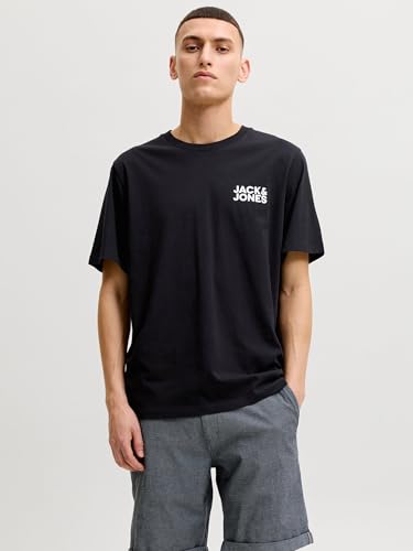 JACK & JONES Herren Jjecorp Logo Tee Crew Neck Ss19 Noos T Shirt, Schwarz (Black Slim/Small Print), L EU