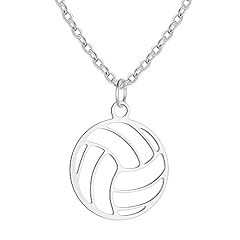 silver Volleyball Necklace