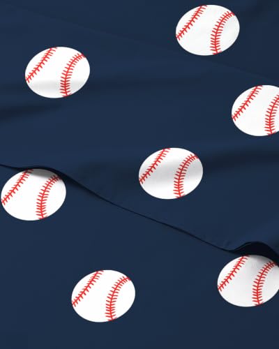 Image of Kids Queen Size Baseball Bed Sheets - 4 Piece Kids Baseball Sheet Set - Sporty Game Day Bedding - Ultra-Soft, Cute & Cozy - Breathable & Machine Washable - Bed Set for Boys, Girls, Teens & Toddlers