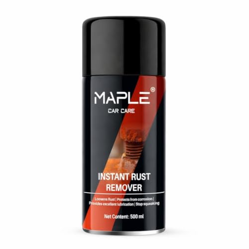 Image of MAPLE Car Care Instant Rust Remover Spray 500ml | Fast-Acting Rust Removal & Anti-Corrosion Lubricant | Cleaner Spray For Iron, Steel & Metal| Loosens Jammed Nuts, Bolts, Tools, Bike Chain & Car Parts