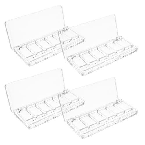 Image of SEWACC 4Pcs Empty Makeup Palette with 6 Grid Plastic Eyeshadow and Blush Organizer Case, Refillable Eye Shadow Pigment Holder Suitable for Travel and DIY Cosmetic Storage