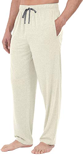 Bintangor Mens Pajama Sleep Pants 100% Cotton Knit Elastic Waistband Lounge Wear Long 2 Pack3