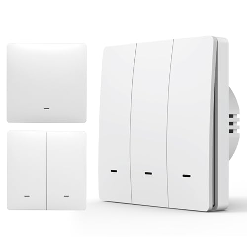 Interruptor Inteligente Alexa, 86mm Interruptores de luz de pared, APP Control/Voice Control/Timer/Remote Access, Interruptor Pared WiFi, Tuya/Smart Life, Conductor Neutro Necesario - 3 Gang