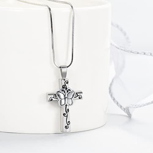 Minicremation Collana con urna per ceneri di cristallo farfalla croce