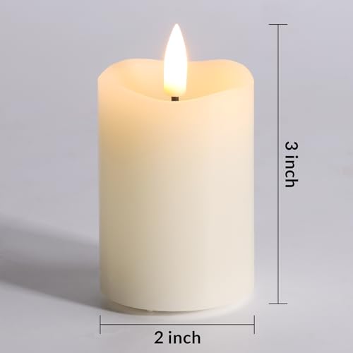 Image of Ivory Flameless Votive Candles with Remote Batteries Set of 6 | 2x3 inch Small Flickering LED Pillar Candles, Battery Powered, Real Wax Coating, Home Table Shelf Decor