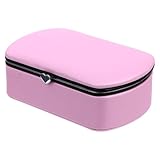 HAKIDZEL Caja Organizadora de Joyas para Mujer, Joyero Portátil Mini Color Rosa, Estuche de PU para Guardar Collares, Anillos y Pendientes en Exteriores y Viajes