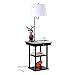 Brightech - Madison LED Floor Lamp with USB Charging Ports - Mid Century Modern Bedside Nighstand Table - End Table with Shelves for Living Room Sofas - White Shade