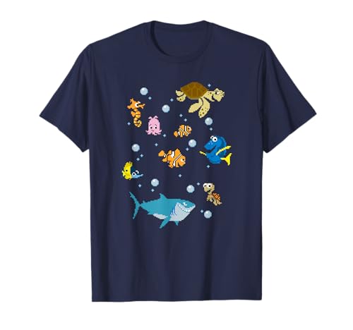 T-shirt Finding Nemo pixel pour fan de mode geek et de l'univers marin Disney