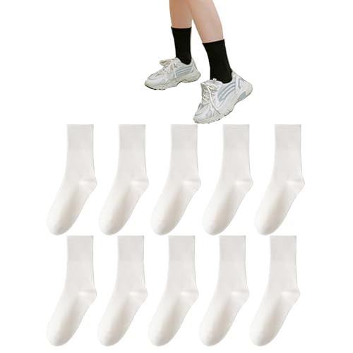 SZYZKJ 10 Pairs Crew Socks Cotton Athletic Socks Thick Warm Work Socks Ankle Socks for Women Men
