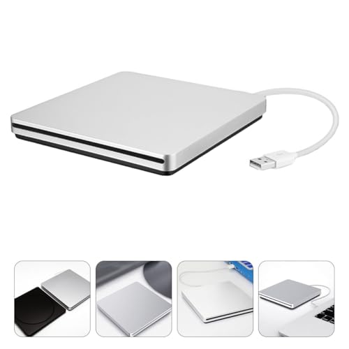 SOLUSTRE Quemador de DVD externo USB 3.0 portátil plateado miniatura 6