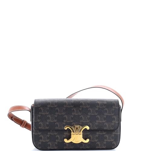 Celine, Pre-Loved Triomphe East-West Shoulder Bag Triomphe Coated Canvas, Brown