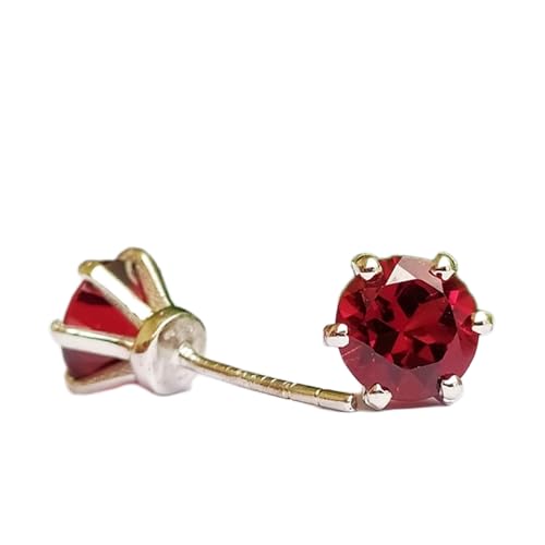 Boucles d'oreilles grenat naturel femme puces argent 925 minimalistes