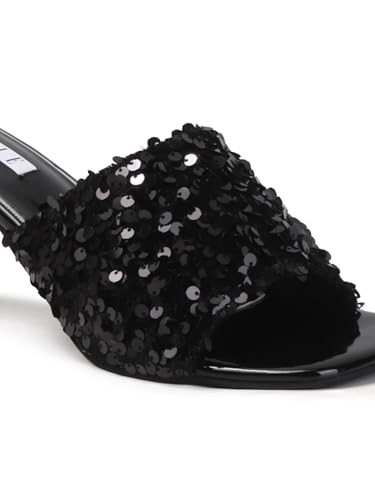 Image of ELLE Women's Sequin-Embellished Square-Toe Heeled Sandals