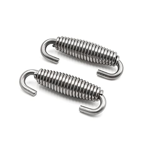 sourcing map 2pcs 59mm en Acier Inoxydable Ton Argent Moto Ressorts de tuyaux d'échappement Crochet